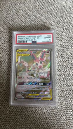 psa 10 pokemon tag team Sylveon and Gardevoir GX - unbroken bonds