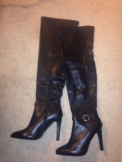 New Women's Black Thigh High Boots