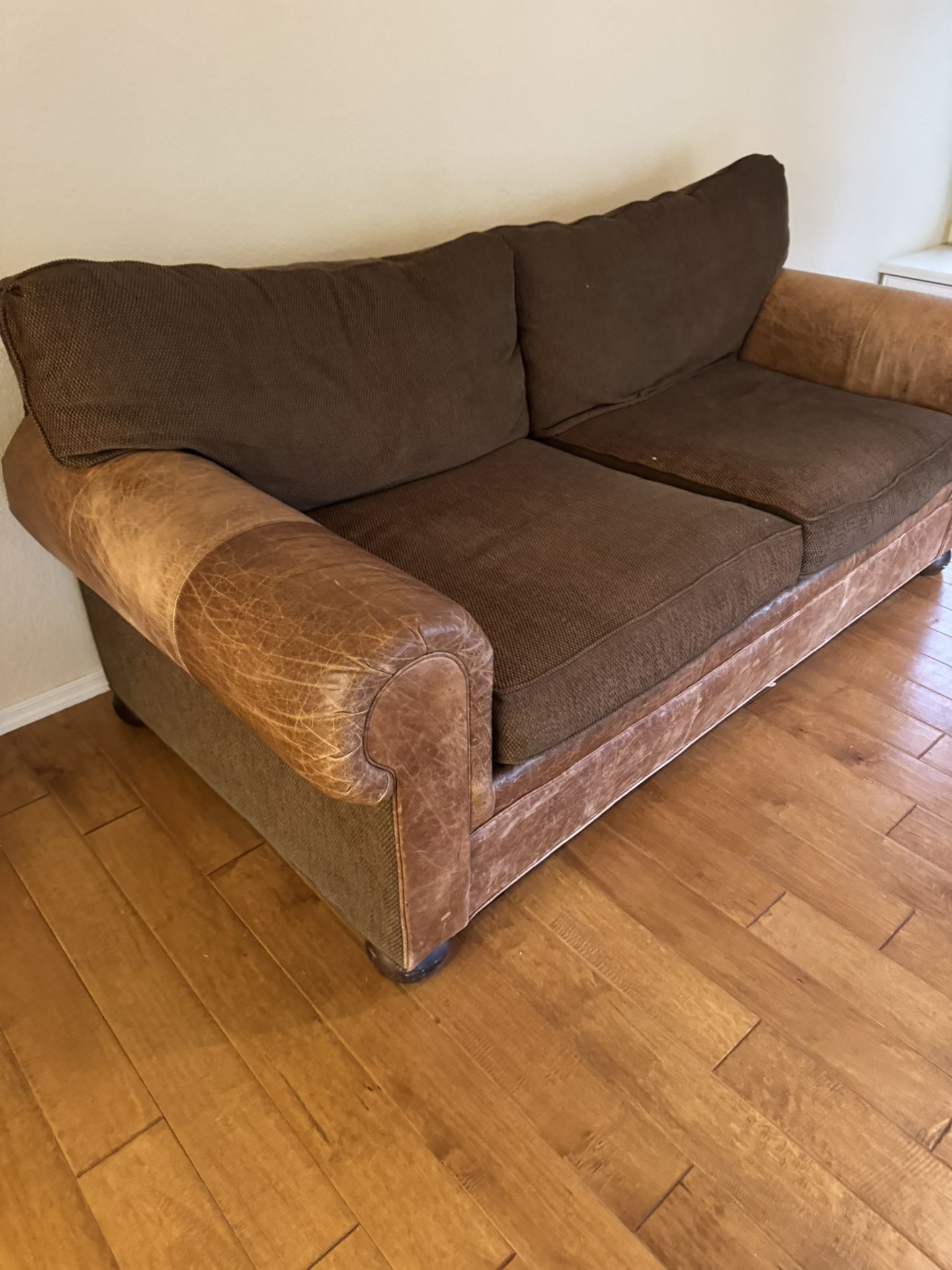Brown Genuine Leather Sofa Couch
