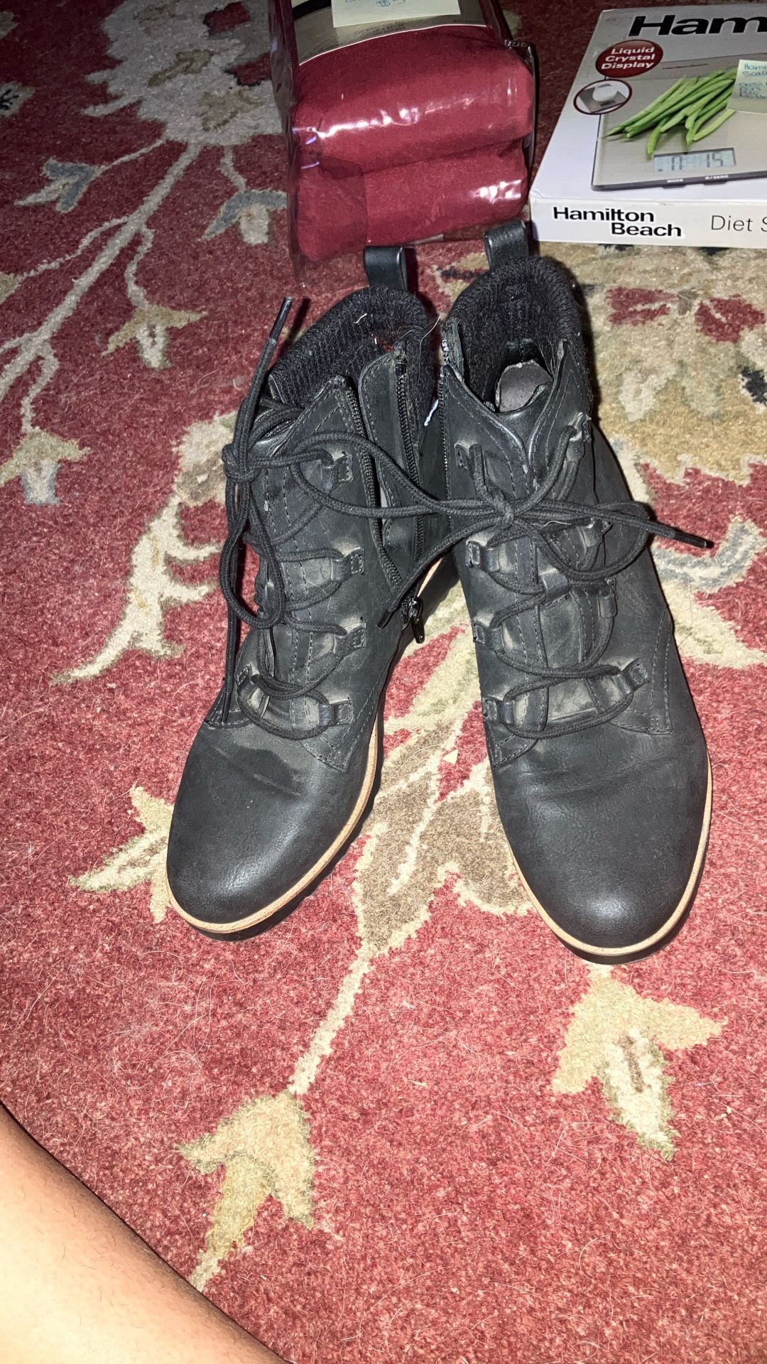 Black Tie Wedge Boots