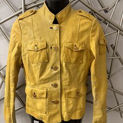 Tory Burch Leather Jacket Sunshine Yellow Leather Blazer