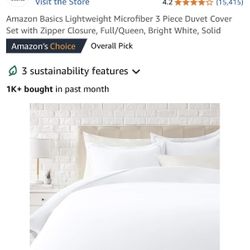 White Duvet Set, Queen Size - Amazon Basics