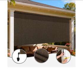 Outdoor Cordless Roller Shades, 8' W x 6' H, Mocha also havebother sizes along with other colors