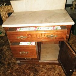 Antique dresser and bathroom stand marble tops