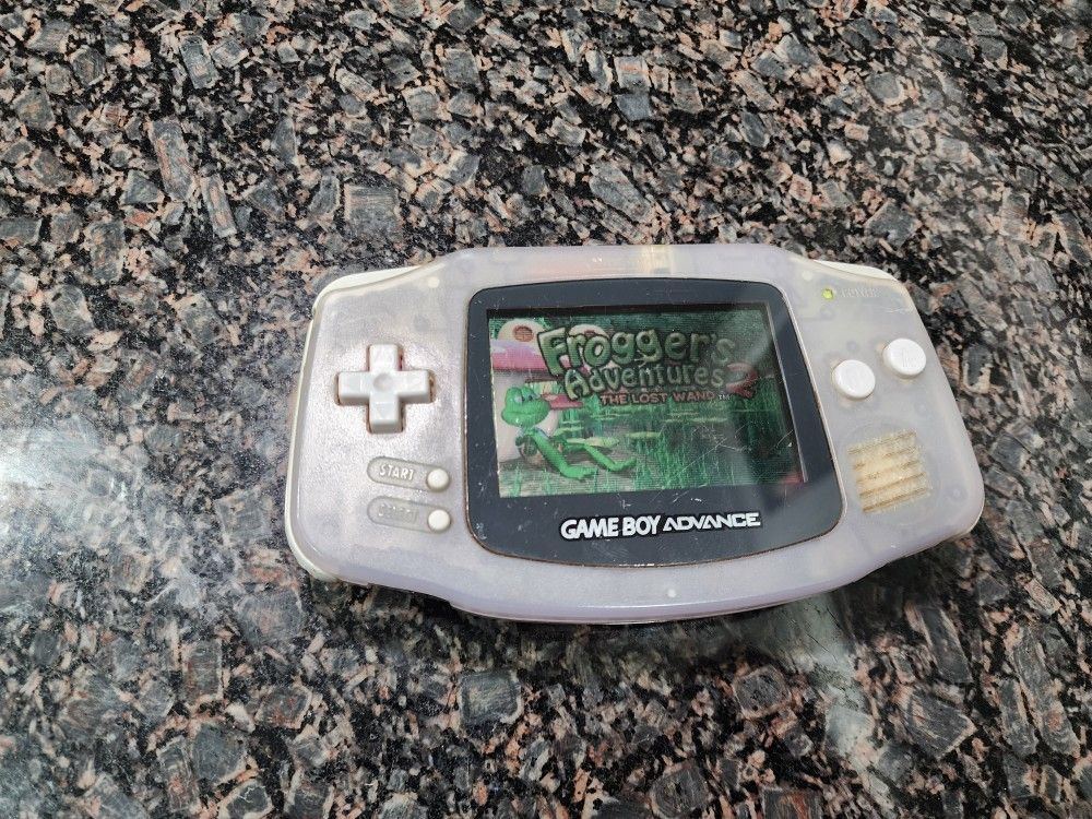 Nintendo Gameboy Advance Clear/Glacier Tested And Working AGB-001, 2 Games