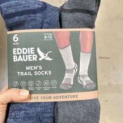 NWT Eddie Bauer Men's Trail Socks 6 pairs 