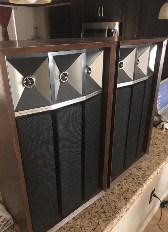 Air suspension quadra linear horn system vintage speakers mid century
