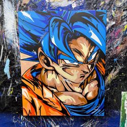 Goku Drip- 24in x 30in (big) Canvas Painting