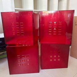 Ikea storage boxes cubes cubbies caddies  red shelves plastic organizers, for Kallax shelves