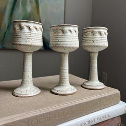 Handcrafted Pottery Wine Glasses ( firm on price )
