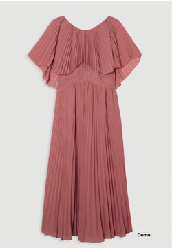 KarenMillen Pleated Cape Sleeve Low Back Maxi Dress - Dusty Rose (US4/Small)