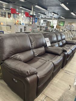 Electric Genuine Leather Sofa Loveseat Set