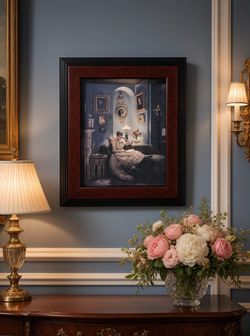 Framed Victorian Lady Reading Canvas Print - Elegant Interior Scene, Vintage Style Art