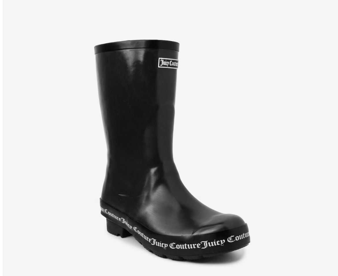 Juicy Couture Women's Black Rain Boots Size 7M Mid-Calf Waterproof