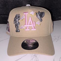New Era Los Angeles Dodgers MLB Snapback Hat Tan Pink Adjustable