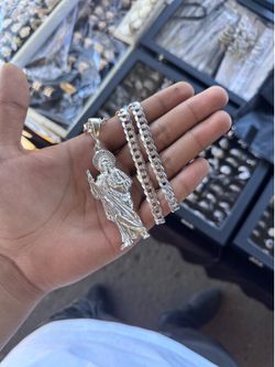 San Judas With Curb Chain ( 925  SILVER )