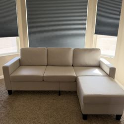L-Shaped 3 Seater Couch w/ Storage Ottoman