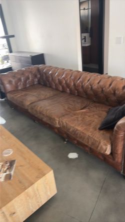 Restoration Hardware leather couch and chairs