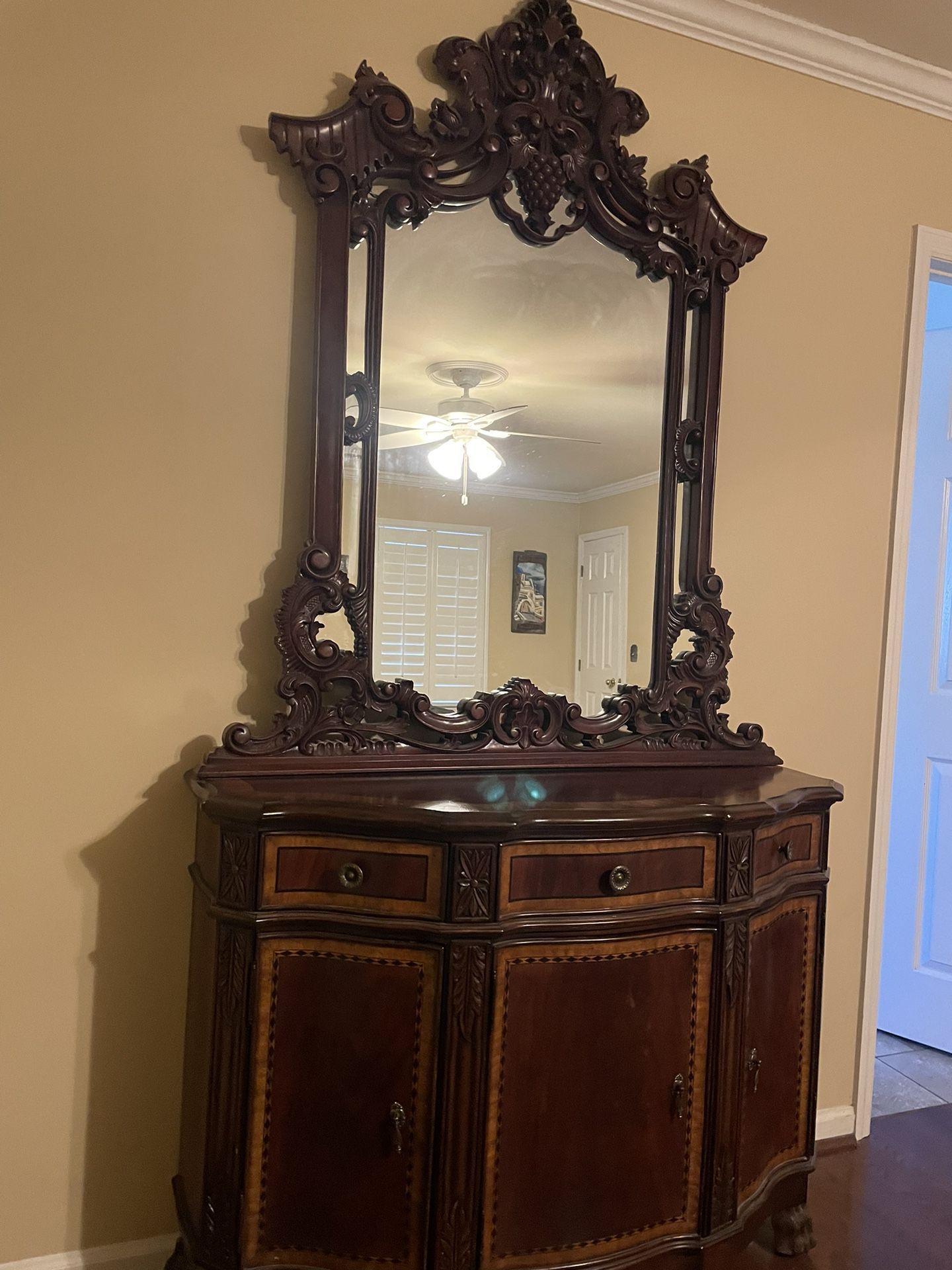 Heirloom Tuscan Cherry Wood Dresser With Mirror