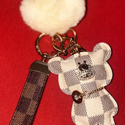 3D Bear keychain, high-grade Leather, car key pendant, couple, bag pendant