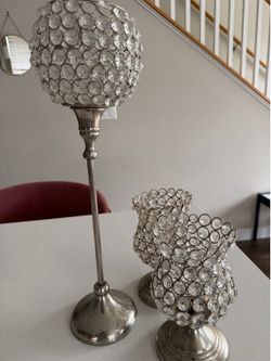 Set of Three Silver/White Decor Accessories