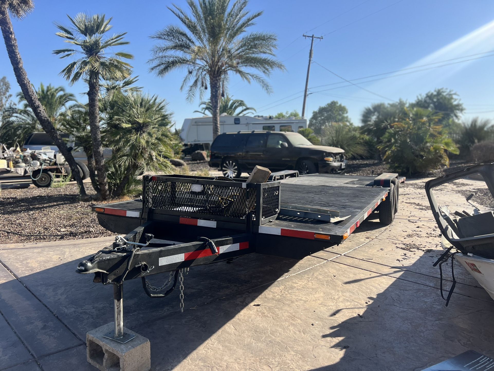 2 Car Flatbed With Tool Box Winch & Ramps Available