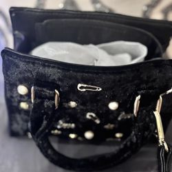 Call It Spring Embellished Black Velvet Mini Bag – Top Handle & Crossbody