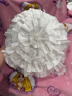 Edie White Ruffled Satin Decorative Pillow