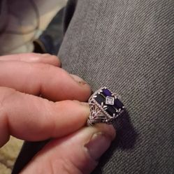 Vintage Gothick Oynx And Diamond Stone, White Gold