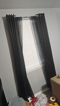 Curtains 96in long black grommet with sheer back