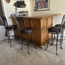 5 Wrought Iron Faux Leather Bar Stools
