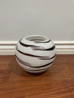 Retro Purple & White Zebra Print Glass Vase