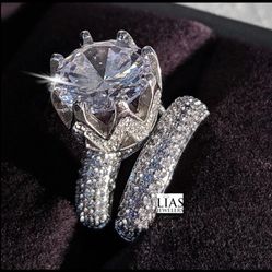 New 18k White Gold Wedding Ring Set 