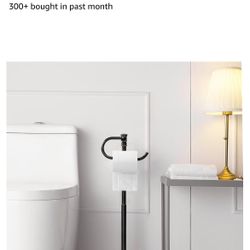 RUMOSE Toilet Paper Holder Stand for Floor, Oil Rubbed Bronze Adjustable (12.4" to 22.8") Bathroom Toilet Tissue Holder, Free Standing Toilet Paper Ro