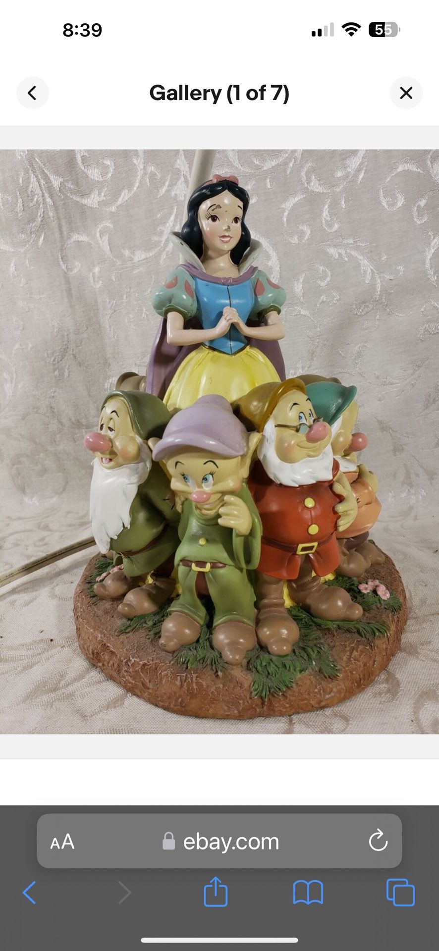 Vintage Disney Snow White Seven Dwarfs Lamp