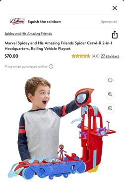 Marvel Spidey and His Amazing Friends Spider Crawl-R 2-in-1 Headquarters, Rolling Vehicle Playset 
