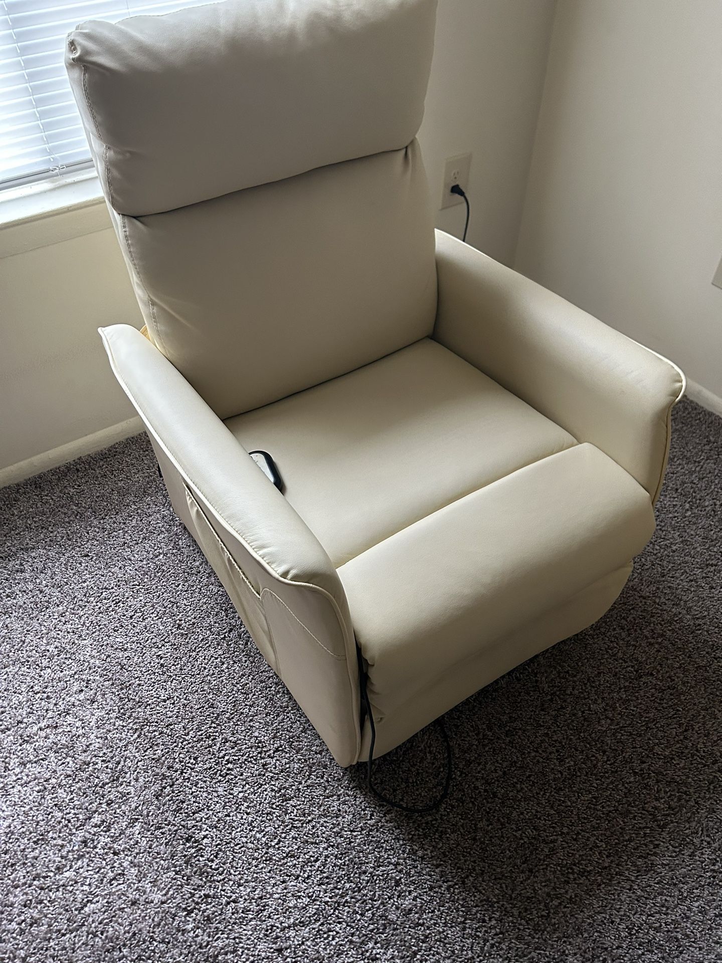 Recliner chair beige leather 