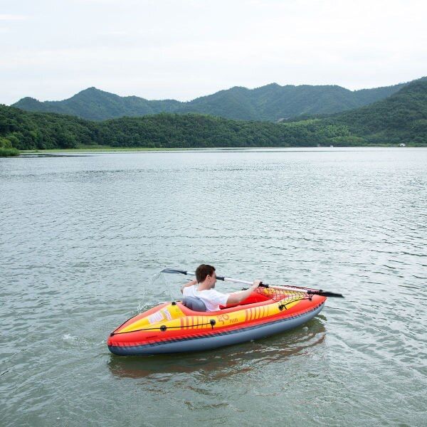 1-Person Inflatable Canoe Boat Kayak Set W/ Aluminum Alloy Oar Hand Pump