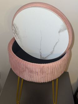 Pink Velvet Storage Ottoman Stool
