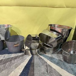 Full Set: Ice & Beverage Oval Tubs Stainless Steel Party Tub Rustproof