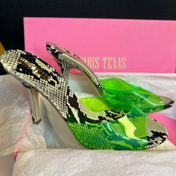 PARIS TEXAS Penelope 95mm Snake Print Mules 39 size