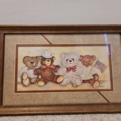 Vintage 80's American Bear Portrait Framed