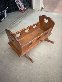 Vintage Wooden Baby Cradle