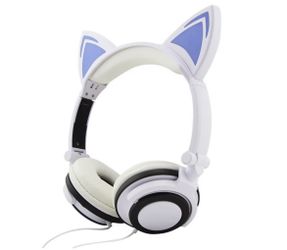 SHARE SUNSHINE Wired Headphones Foldable Cartoon Glowing Stereo for Kids(Blue)