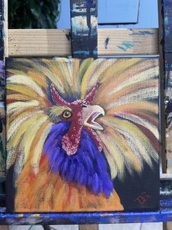 Colorful Rooster Art Painting