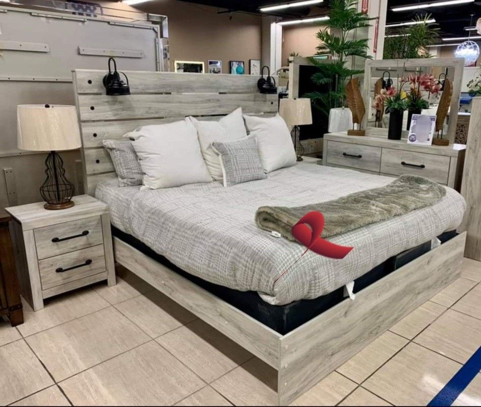 Cambeck Whitewash Panel Bedroom Set, Dresser, Mirror, NightStand, Bed// Mattress Sold Separately,All Products : American Fashion Style Bags On Sale