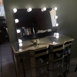 Glass Vanity With Mirror 