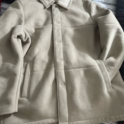 Claiborne Men's Suede Winter Coat with Fur Liner , 2Xl, Cream Color