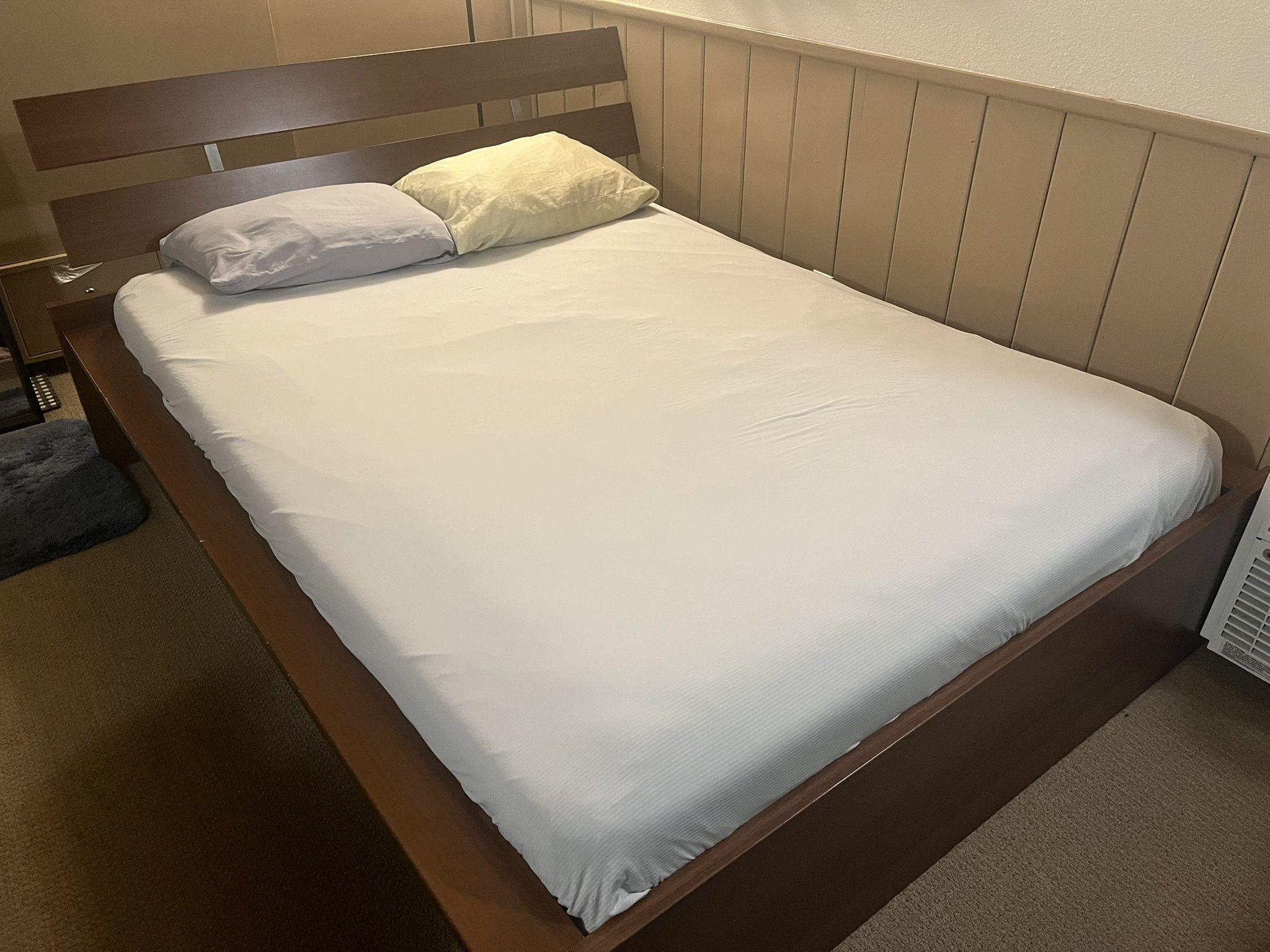 IKEA MALM Bed Frame (Brown Stained Ash) & Memory Foam Mattress Set - Queen Size