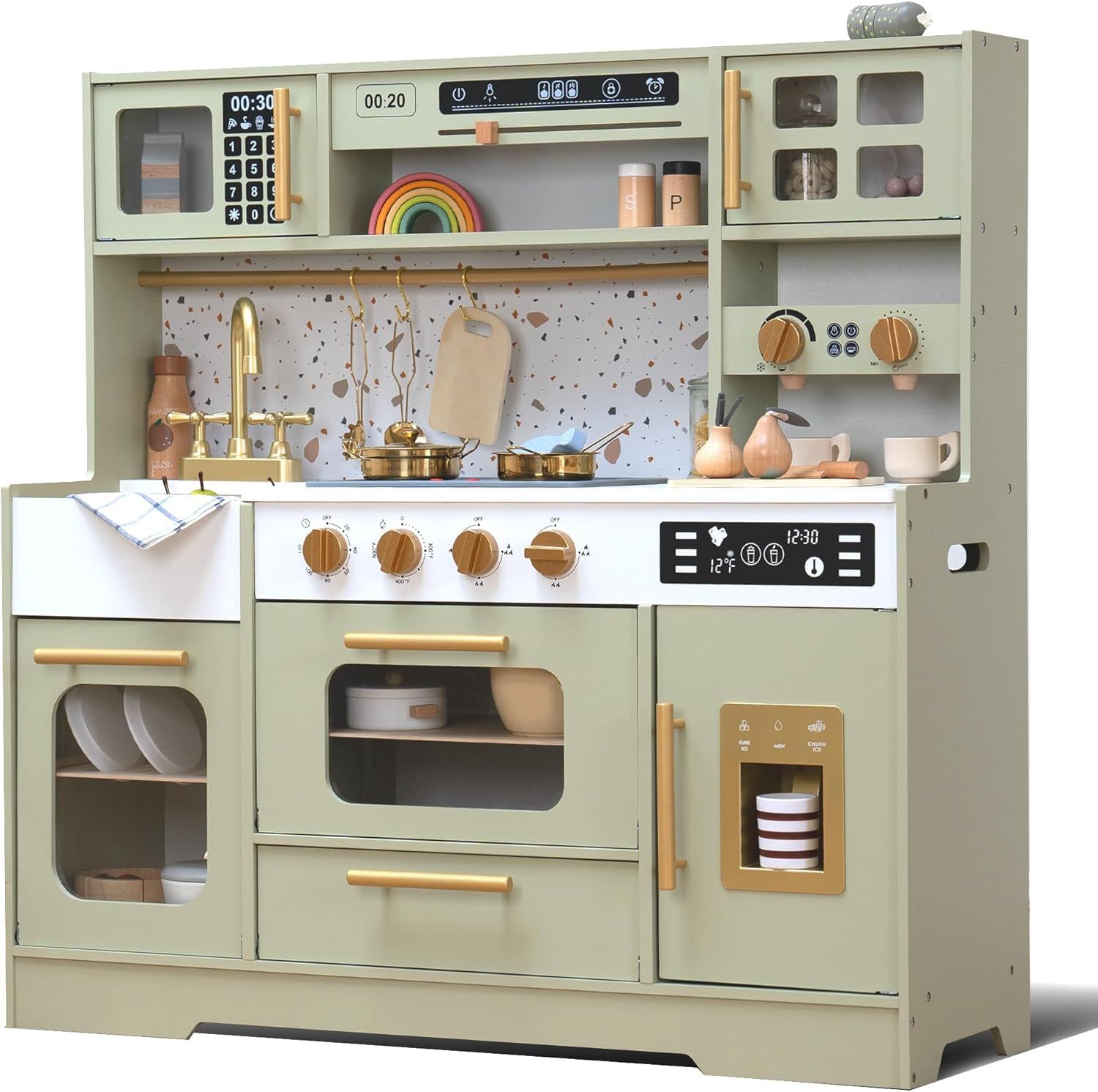 New | Wooden Kids Play Kitchen w/ Stove, Sink & Accessories|Amazon Retail $159.99